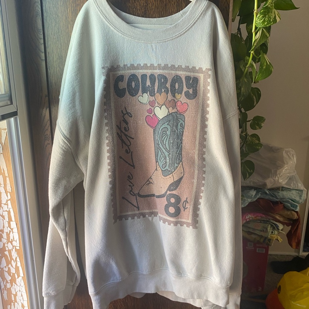 Women's Cowboy Graphic Sweater - White
